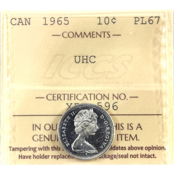 10-cent 1965 ICCS PL67 Ultra Heavy Cameo