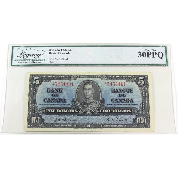 BC-23a 1937 $5 Legacy VF30 PPQ Osborne-Towers SN: A/C454461