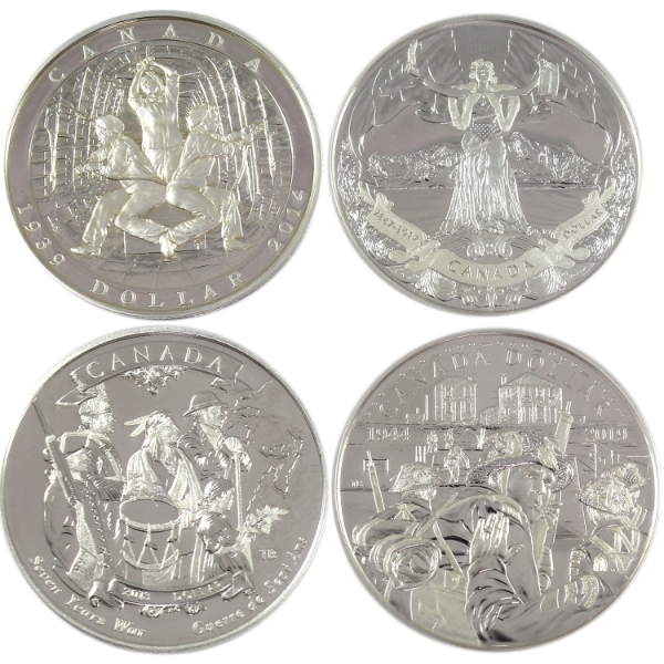 2013-2019 $1 Historical Anniversary Proof Silver Dollars. 4pcs. (Tax Exempt)