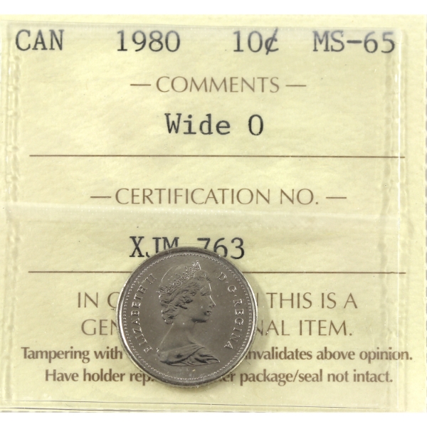 10-cent 1980 Wide 0 ICCS MS65