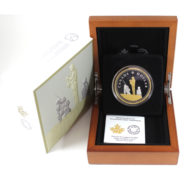 2019 $1 Renewed Silver Dollar: Peacekeeping .9999 Fine Silver Coin (Tax Exempt)