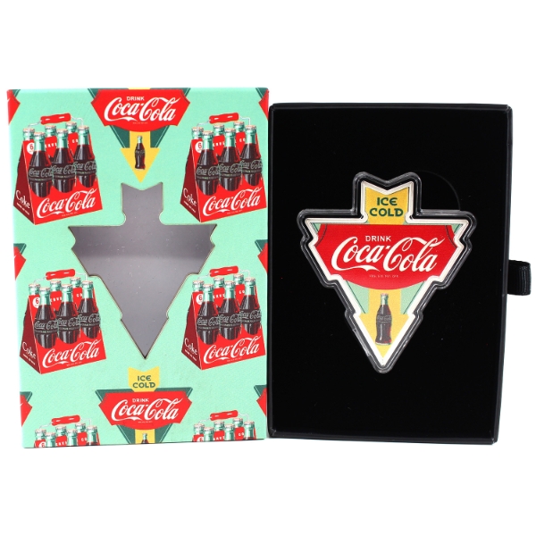 1oz Coca-Cola "It's Time to Take Home a Six-Pack" .999 Fine Silver Tin Sign Shaped Bar (Tax Exempt)