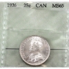 Image 1 : 25-cent 1936 Prestige Certified MS65. Attractive blast white with strong lustre!