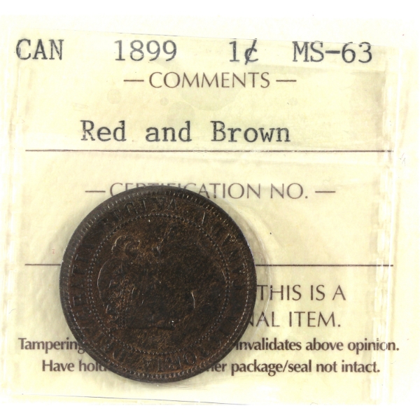 1-cent 1899 ICCS MS63 Red & Brown