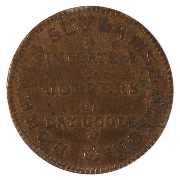 Doremus, Suydam & Nixon Dry Goods, HT-258 1840-1844 Hard Times Merchant Token 7.03g-Brass, 27.3mm