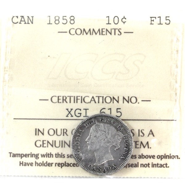 10-cent 1858 ICCS F15