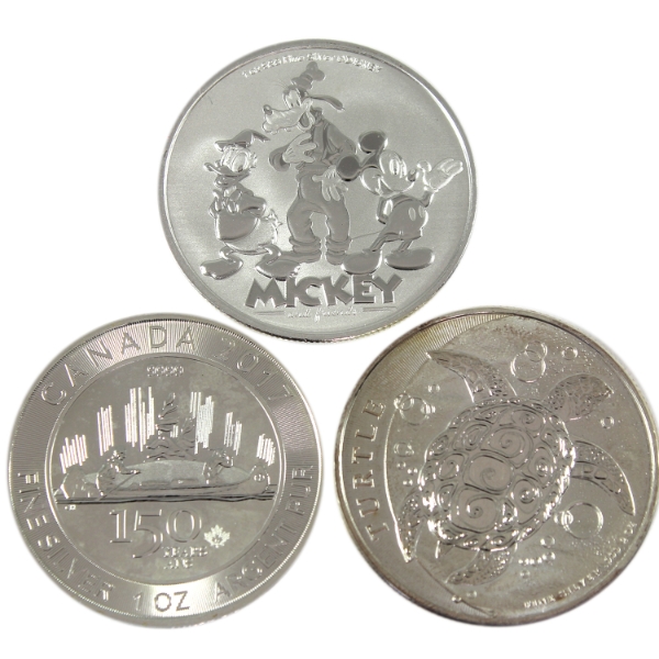 4oz Lot Total! 3x World Assorted Fine Silver Coins. 3pcs (Tax Exempt)