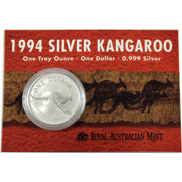 Australia Silver 1994 $1 Kangaroo 1oz .999 Fine Silver (Tax Exempt)