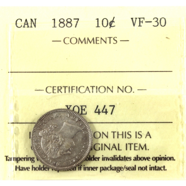 10-cent 1887 ICCS VF30