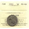 Image 1 : 5-cent 1955 ICCS MS66