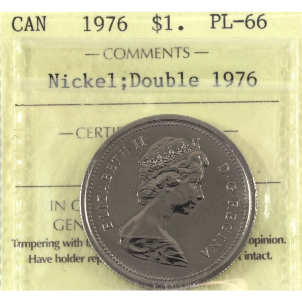 ERROR! Nickel $1 1976 Double 1976 ICCS PL66