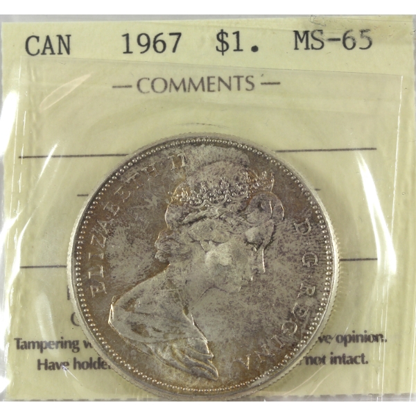 Silver $1 1967 ICCS MS65