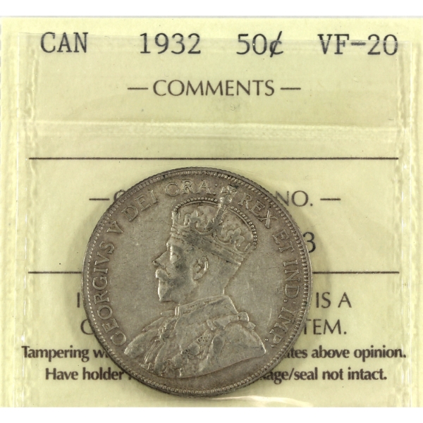 50-cent 1932 ICCS VF20