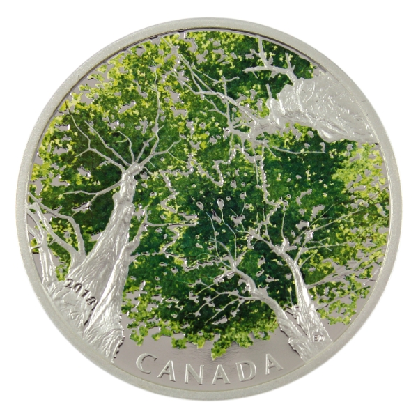 2018 $30 Canadian Canopy - The Maple Leaf 2oz .9999 Fine Silver Coin (Tax Exempt)