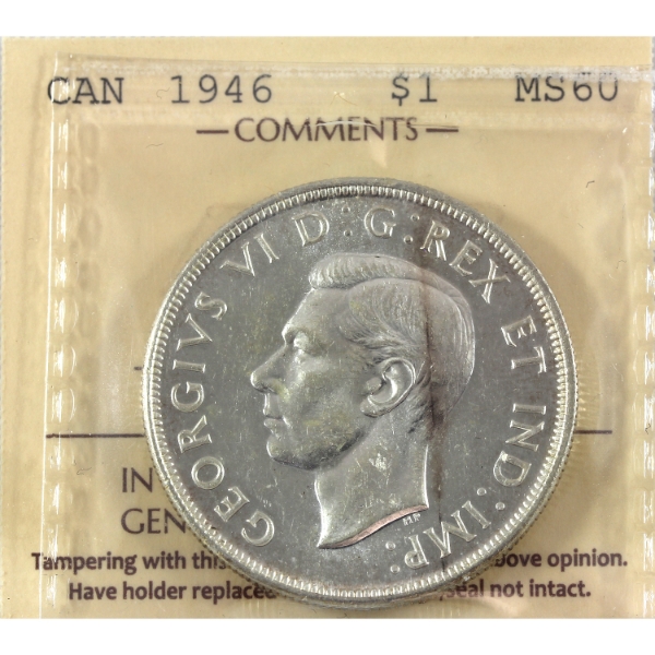 Silver $1 1946 ICCS MS60