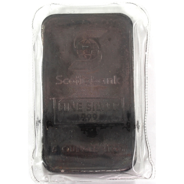 5oz Johnson Matthey Vintage Scotiabank .999 Silver Bar, SN: 005061. Mintage of <500!