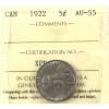 Image 1 : 5-cent 1922 ICCS AU55