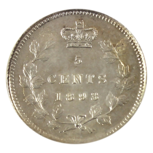 5-cent 1893 Repunched 8 ICCS MS64
