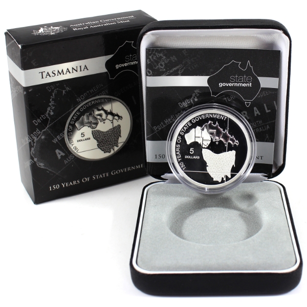 Australia - Tasmania Silver 2006 $5 150 Years of State Government .999 Fine Silver Coin (Tax Exempt)