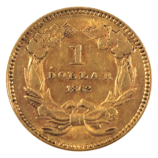 1.67g USA 1862 $1 .900 Fine Gold Coin EF-AU