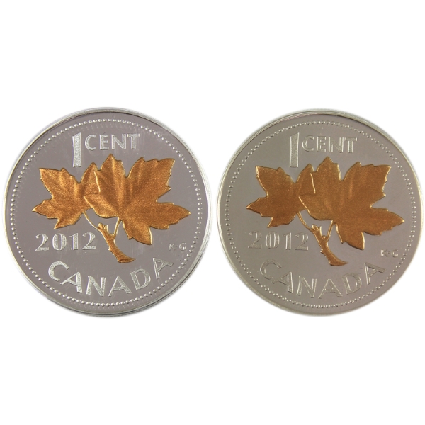 2x 2012 1-cent Farewell To The Penny 1/2oz .9999 Fine Silver Coin w/ Selective Gold Plating. 2pcs.
