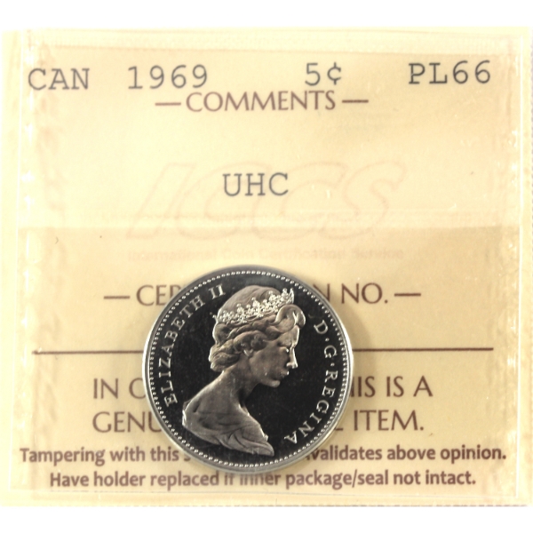 5-cent 1969 ICCS PL66 Ultra Heavy Cameo