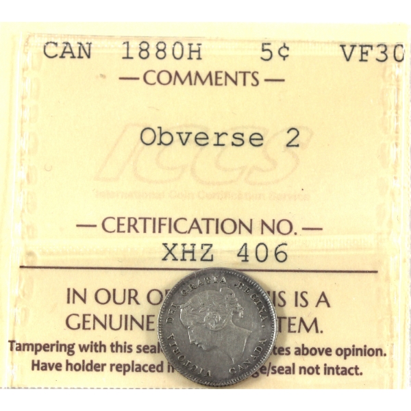 5-cent 1880H Obverse 2 ICCS VF30