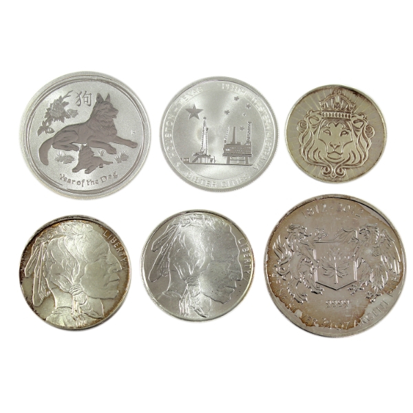 3.25oz Lot Total! 1/2oz & 3/4oz World Fine Silver Rounds. 6pcs. (Tax Exempt)