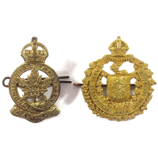 Royal Montreal Regiment Military Unit & Lord Strathcona's Horse Royal Canadians Army Unit Cap Badges
