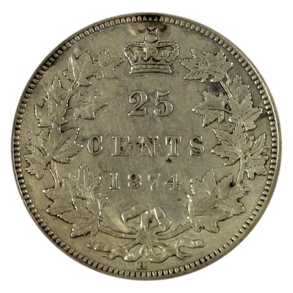 25-cent 1874H EF