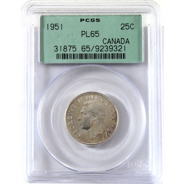 25-cent 1951 Low Relief PCGS PL65