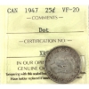 Image 1 : 25-cent 1947 Dot ICCS VF20