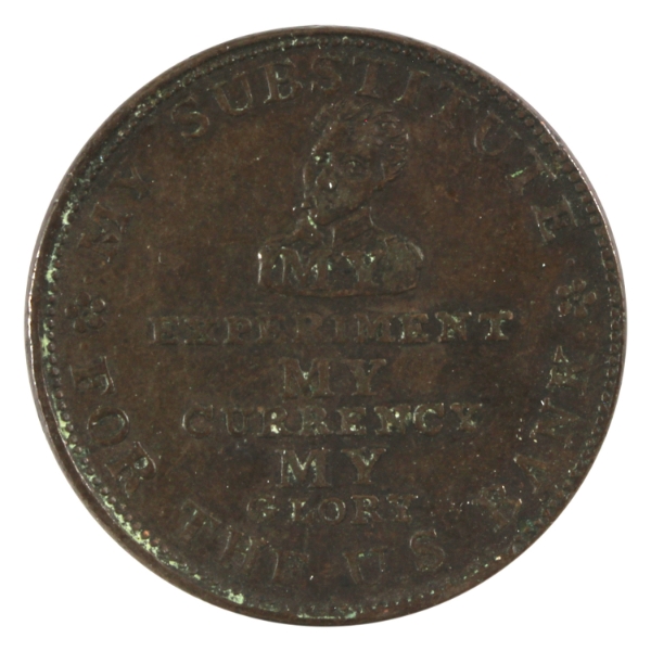 USA 1834 HT-9 Running Boar Hard Times Merchant Token 12g-Brass, 28.5mm.