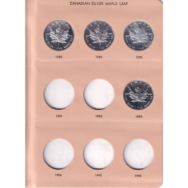 Collection of 19x 1oz 1988-2014 .9999 Fine Silver Maples in Collector's Album. 19pcs (Tax Exempt)