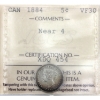 Image 1 : 5-cent 1884 Near 4 ICCS VF30. Key date with light rainbow toning on reverse