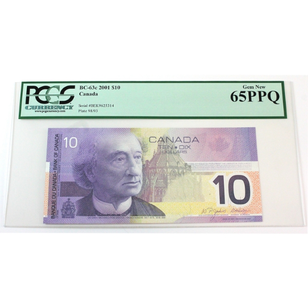 BC-63cA 2001 $10 PCGS GEM UNC65 Replacement PPQ Jenkins-Dodge SN: BEK9625314