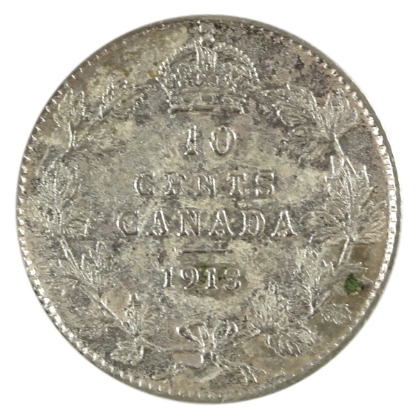 10-cent 1913 Broad Leaves VF (Impaired)