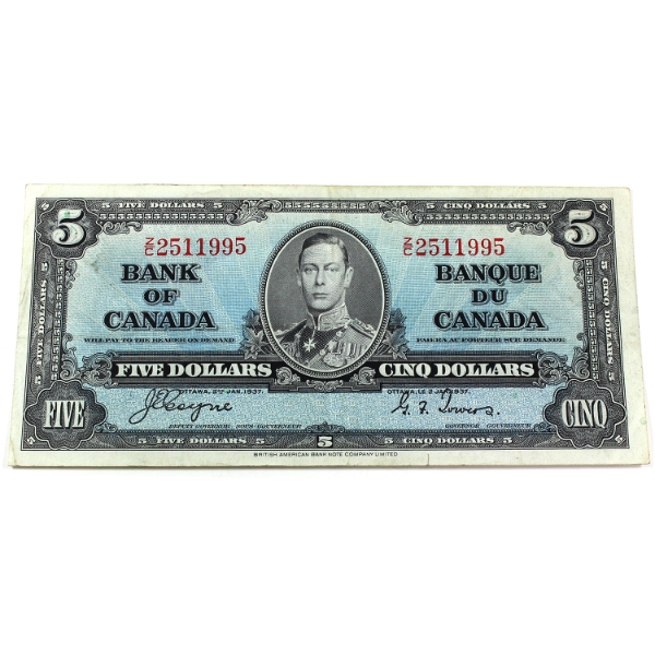 BC-23c 1937 $5 VF-EF Coyne-Towers SN: Z/C2511995
