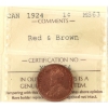 Image 1 : 1-cent 1924 ICCS MS63 Red & Brown