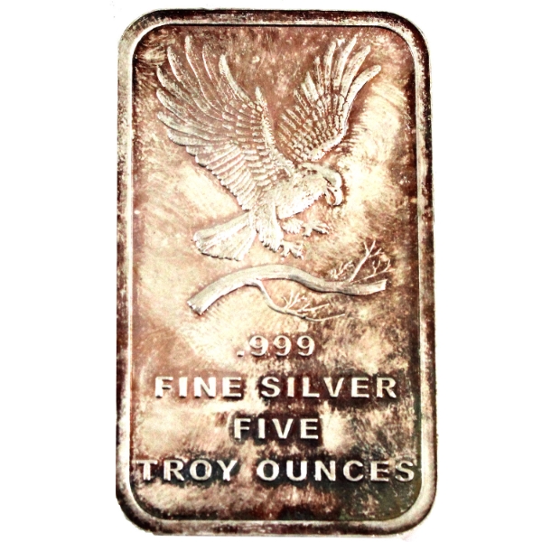 5oz SilverTowne Eagle Design .999 Fine Silver Bar (Tax Exempt)
