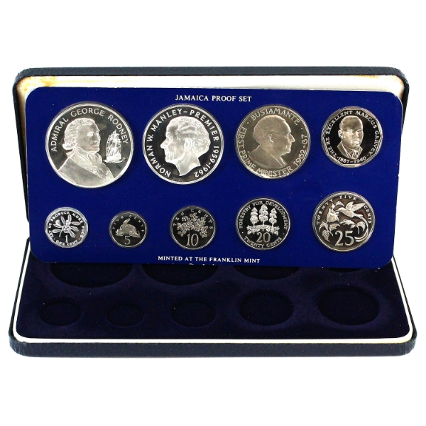 Jamaica 1977 9-coin Proof Set Minted by the Franklin Mint