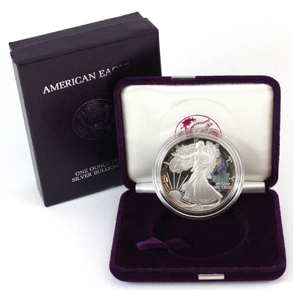 USA Silver 1987 $1 Silver Eagle in Original Packaging w/COA (Tax Exempt)