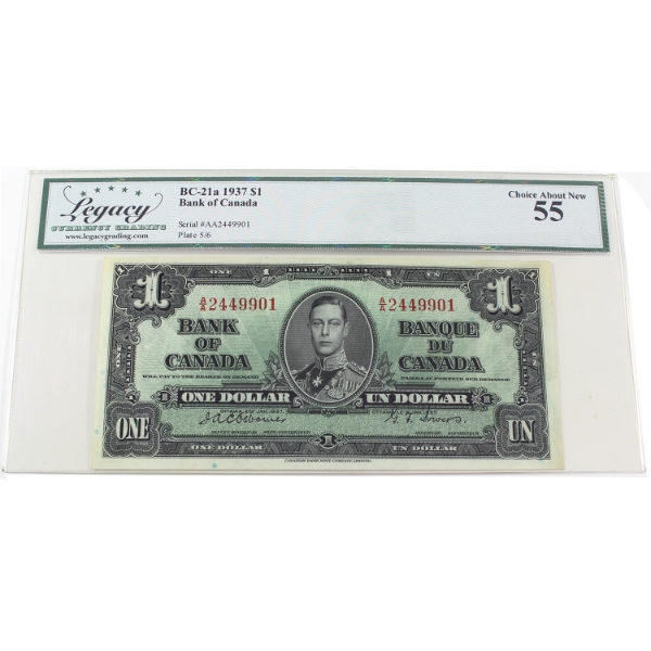 BC-21a 1937 $1 Legacy Choice AU55 Osborne-Towers SN:A/A2449901