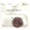 Image 1 : 1-cent 1930 ICCS MS63 RD & BN