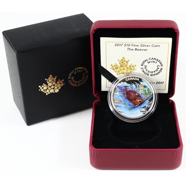 2017 $10 Iconic Canada- The Beaver 1/2oz .9999 Fine Silver Coin w/ Selective Colouring (Tax Exempt)
