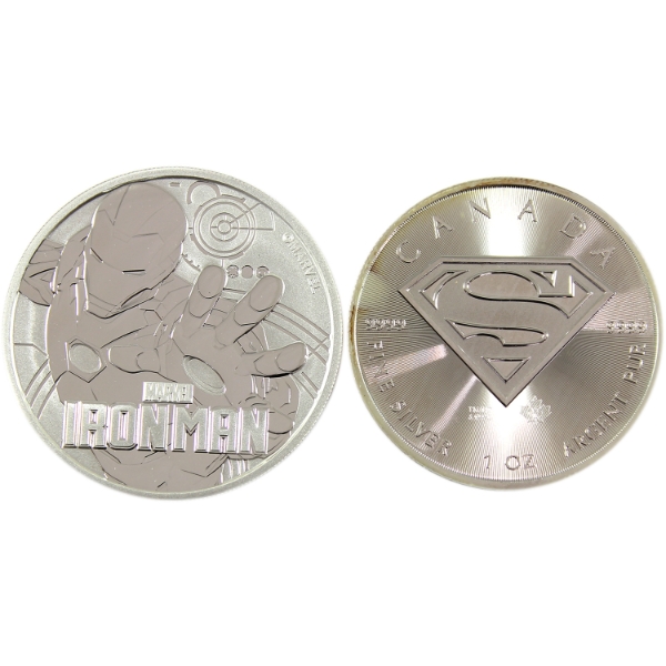 2x 1oz World 2016 & 2018 Superhero Fine Silver Rounds. 2pcs. (Tax Exempt)