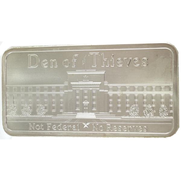 10oz Silver Shield Den of Thieves/Not Federal No Reserves .999 Fine Silver Bar (Tax Exempt)