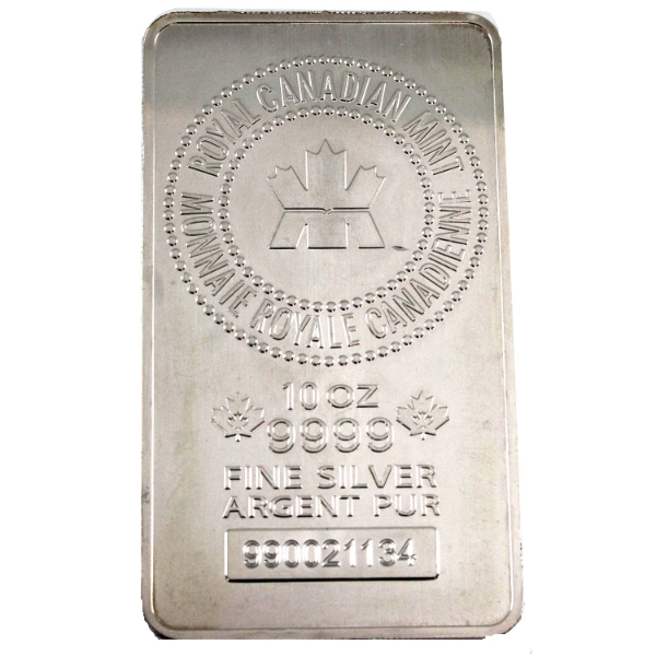 10oz RCM .9999 Fine Silver Bar (Tax Exempt)