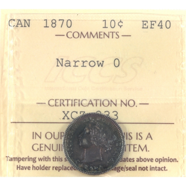 10-cent 1870 Narrow 0 ICCS EF40