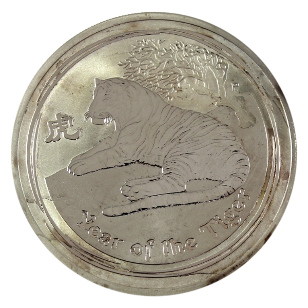 2oz Australia 2010 $2 Year of the Tiger .999 Fine Silver Coin (Tax Exempt)